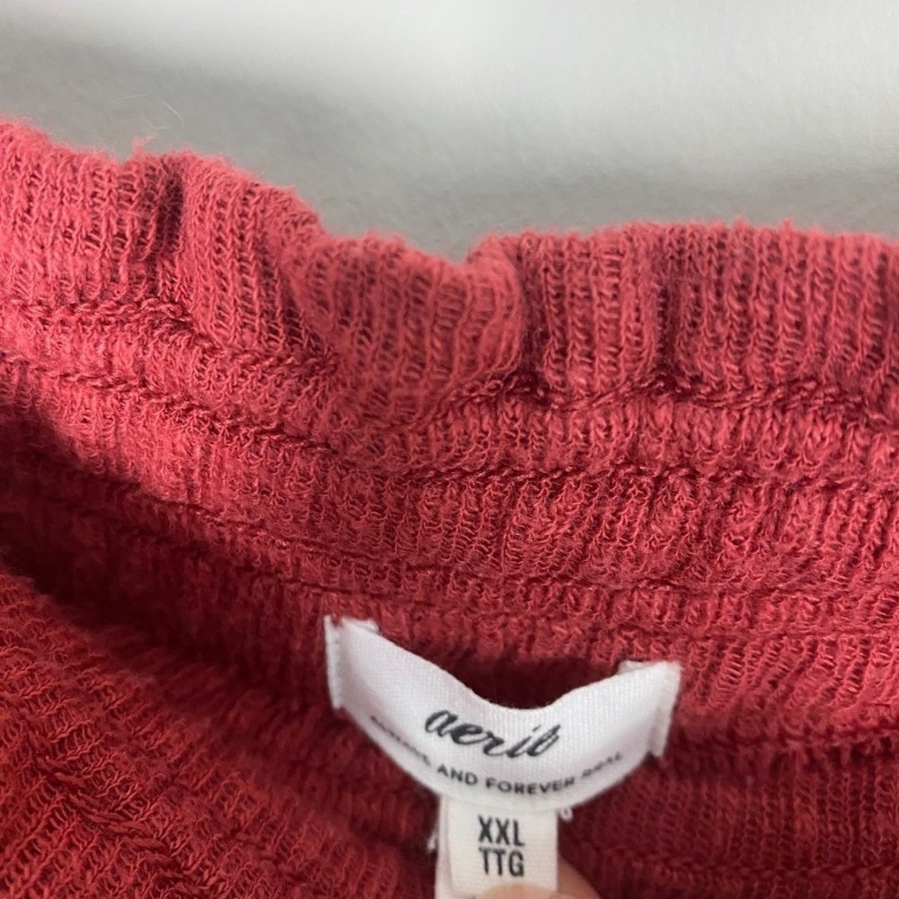 Aerie Endless Summer Shorts Lounge Women XXL Red Waffle Knit Drawstring Casual - Picture 4 of 6